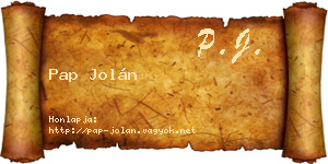 Pap Jolán névjegykártya